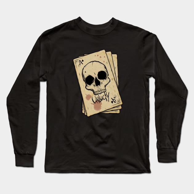 Unlucky Ace of Spades T-Shirt Long Sleeve T-Shirt by UnluckyDevil